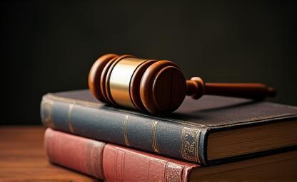 Gavel on a stack of law books.